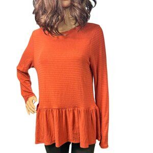 (5 for $25) Live‎ in the Moment Long Sleeve Peplum Knit Top size L NWT